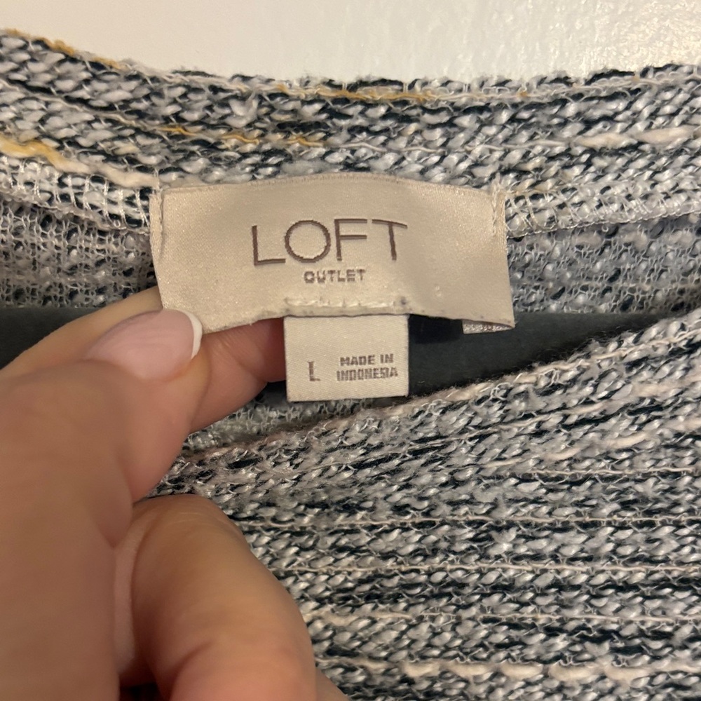LOFT Black and White Knit Top - Picture 2 of 3